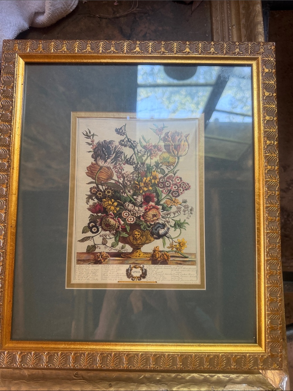April Sept Nov  Botanical Flower Print in Gold Frame